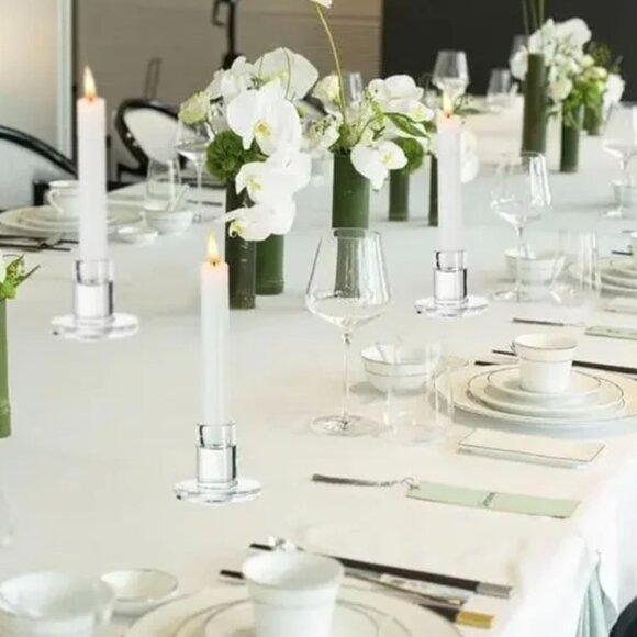 Candle Holders Glass Taper Candlestick Holders Set of 2 Clear Sturdy NEW - Picture 3 of 4